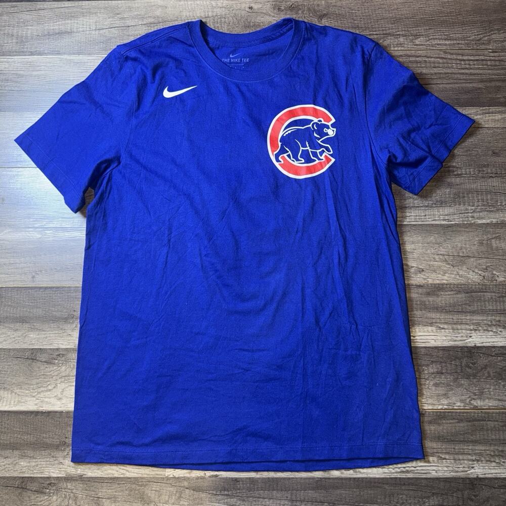 Chicago Cubs Javier Baez #9 The Nike Tee Blue T Shirt Men's Size L